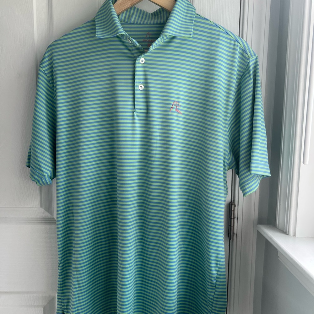 Rhoback Men's Striped Performance Polo Shirt